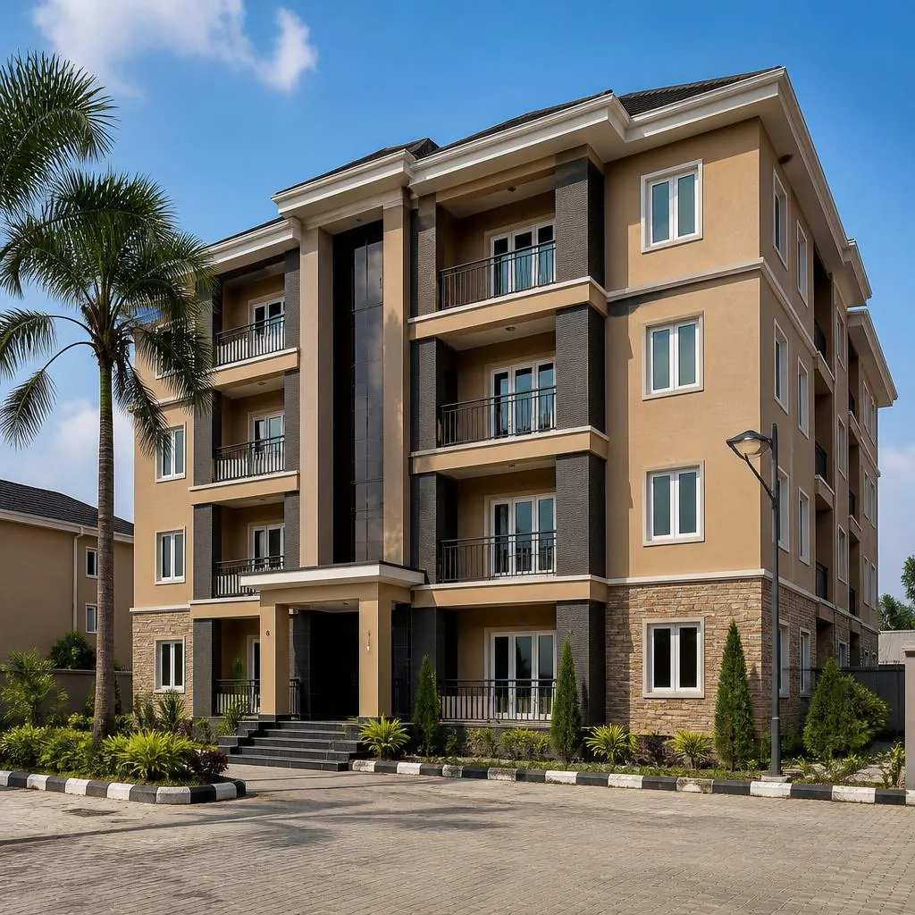 Illustrative residential building for Agbor property enquiries; not a photograph of the listed Iyogo Tarred Road property